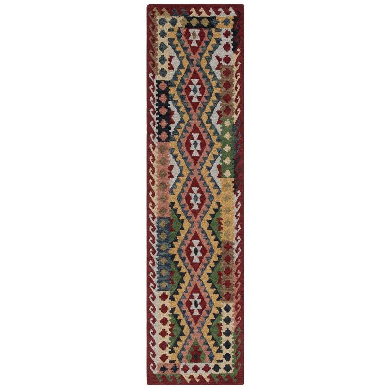 Aspen APN418 Hand Tufted Runner Rug - Red/Green - 2'3"x9' - Safavieh.