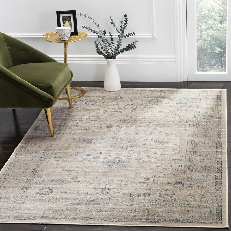 Vintage VTG123 Power Loomed Indoor Area Rug - Stone/Blue - 5'3"x7'6" - Safavieh.