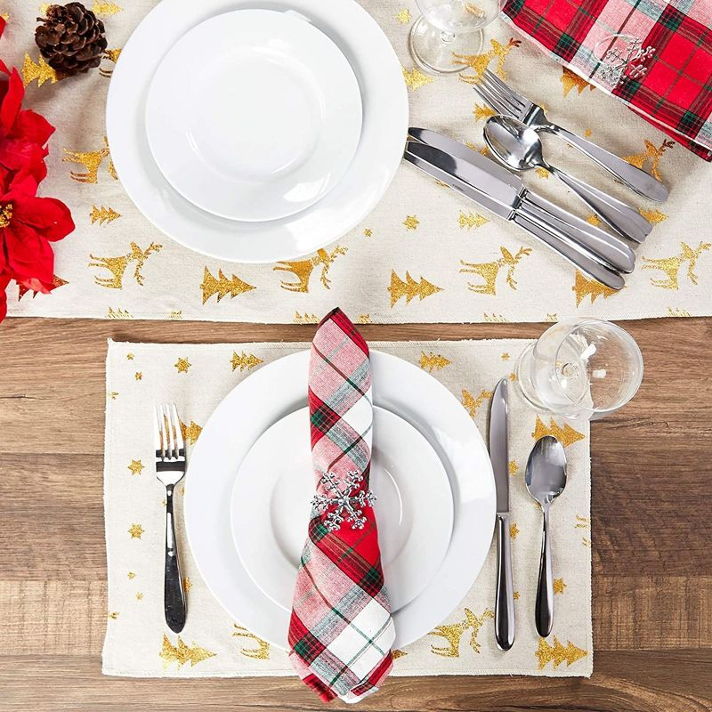 Juvale Christmas Placemats with Table Runner (Gold Foil, 6 Pieces)