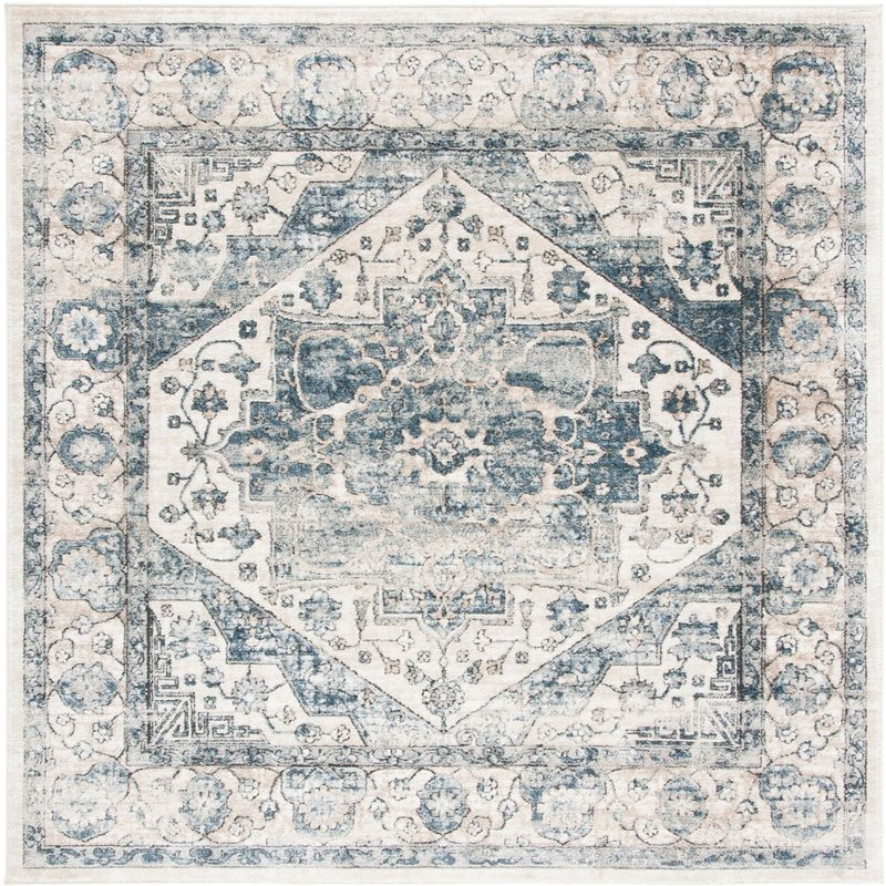 Oregon ORE868 Power Loomed Indoor Area Rug - 5'3"x5'3" - Ivory/Blue - Safavieh