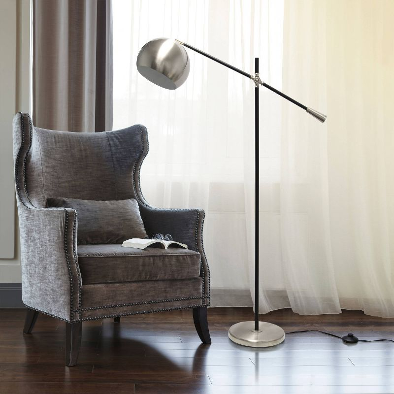 Swivel Floor Lamp with Inner Dome Shade Brushed Nickel - Lalia Home: Adjustable Neck, UL Listed, Metal Body