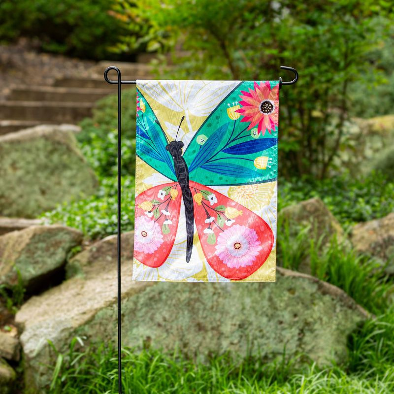 Evergreen Folk Butterfly Moire Garden Flag 12 x 18 Inches Indoor Outdoor Decor
