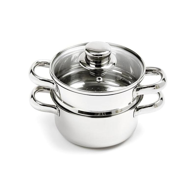 Norpro 1-Quart Stainless Steel Mini Steamer Cooker, 3 Piece Set