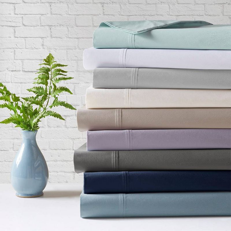 King 200 Thread Count Cotton Peached Percale Sheet Set Navy