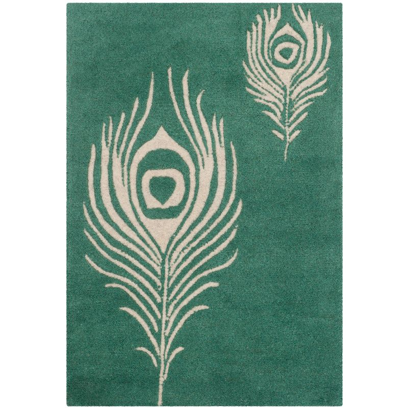 Soho SOH704 Hand Tufted Accent Contemporary Accent Rug - Teal/Ivory - 2' X 3' - Safavieh.