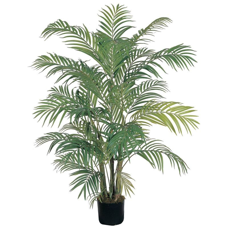 4ft Artificial Areca Palm Tree in Pot - Nearly Natural: Indoor Botanical Decor, Unlit Green Faux Plant
