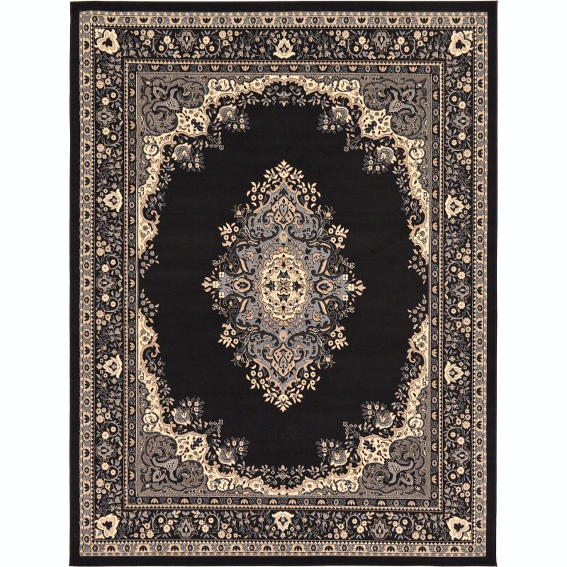 Unique Loom Reza Collection Area Rug - Washington (9'  x 12' Rectangle Black/Gray)