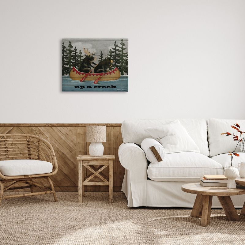 Stupell Industries Up A Creek Woodland Cabin Canoe Canvas Wall Art, 24 x 30
