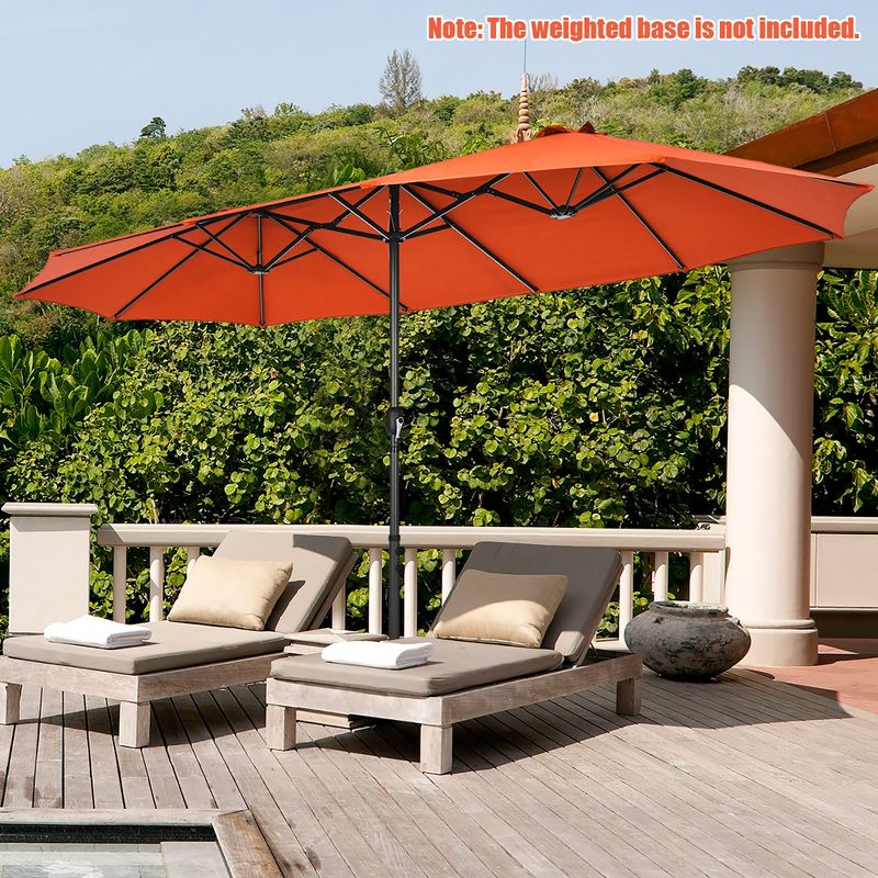 Costway 15FT Patio Double-Sided Umbrella Crank Outdoor Garden Market Sun Shade Orange