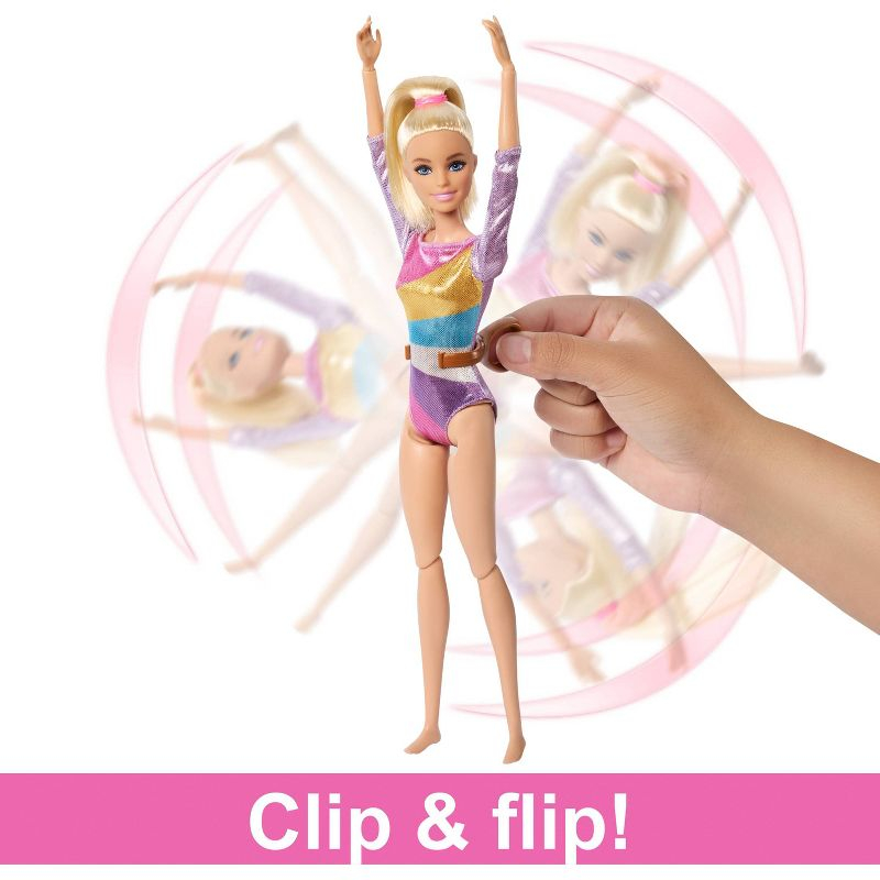 Barbie Gymnastics Playset with Blonde Fashion Doll, Balance Beam, 10+ Accessories & Flip Feature with Blonde Hair