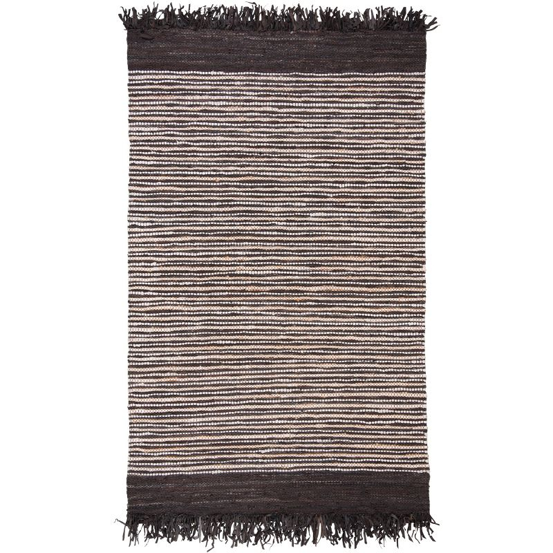 Vintage Leather VTL373 Hand Woven Area Rug - Dark Brown/Multi - 5'x8' - Safavieh.