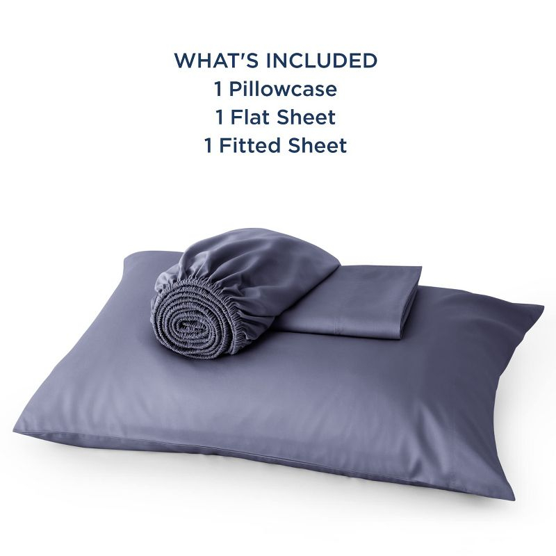 Rayon Derived from Bamboo Sheet Set 3 Pcs Solid Twin Dark Grey - Bedsure