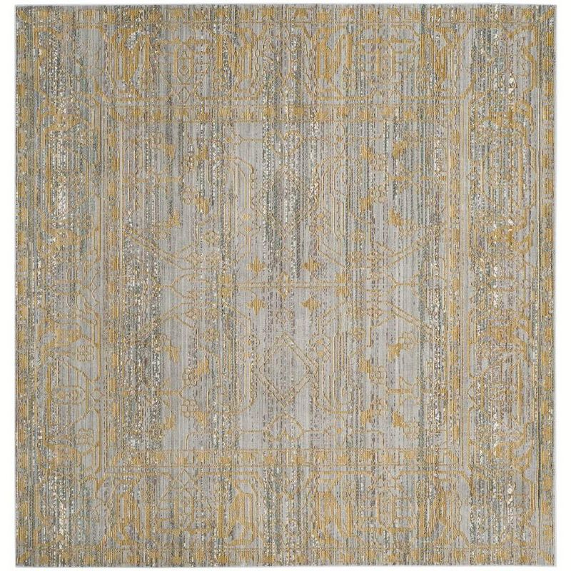 Valencia VAL104 Power Loomed Indoor Area Rug - Grey/Gold - 6'7"x6'7" - Safavieh