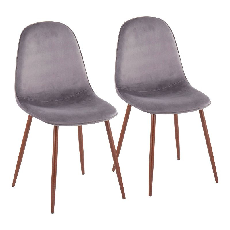 Set of 2 Pebble Mid-Century Modern Dining Chairs Walnut/Gray - LumiSource