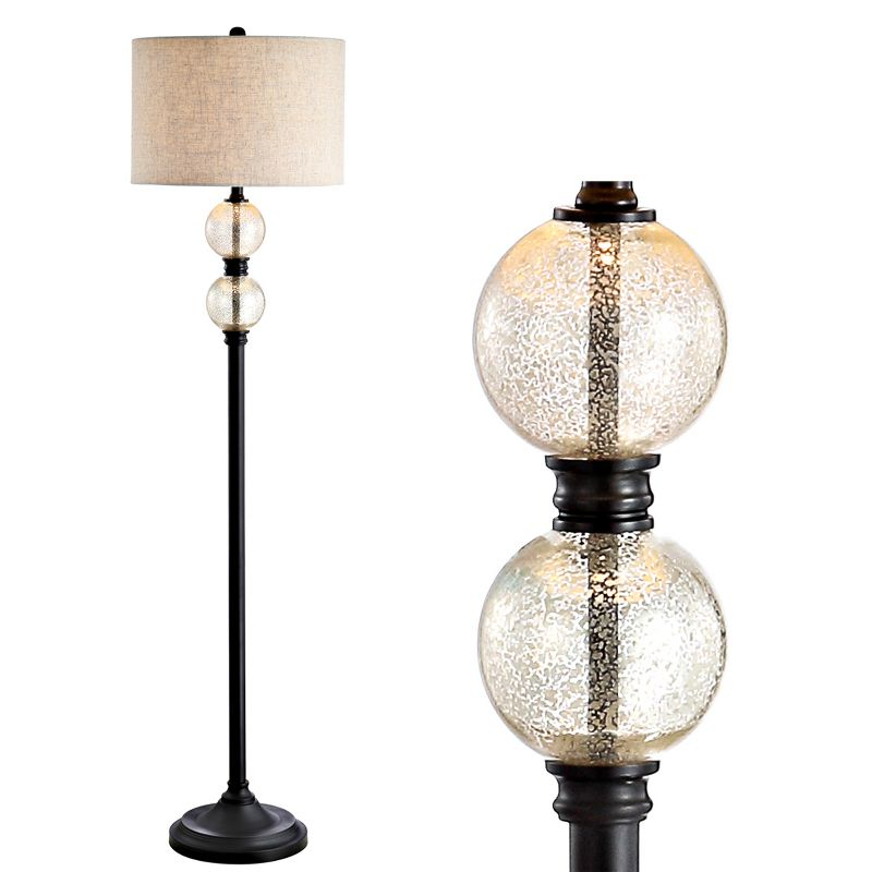 JONATHAN Y January 60" Glass/Metal LED Floor Lamp, Mercury Glass/Oil Rubbed Bronze