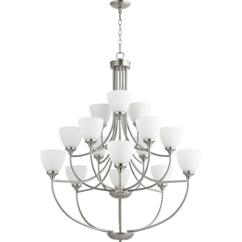 Quorum Lighting Enclave 15-Light Chandelier, Satin Nickel, 38.5 Width, 44 Height, Glass Material
