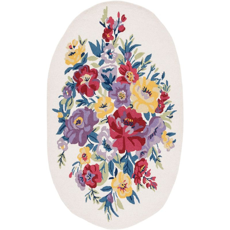Chelsea HK219 Hand Tufted Area Rug - Ivory/Rose - 3'x5' Oval - Safavieh.