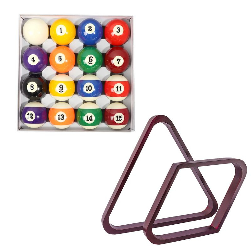 Pool Balls and Rack Set (Pro Standard Balls & Mahogany Racks)
