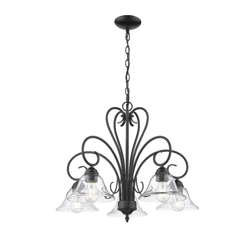 Golden Lighting Homestead 5-Light Chandelier in Matte Black with Clear Glass