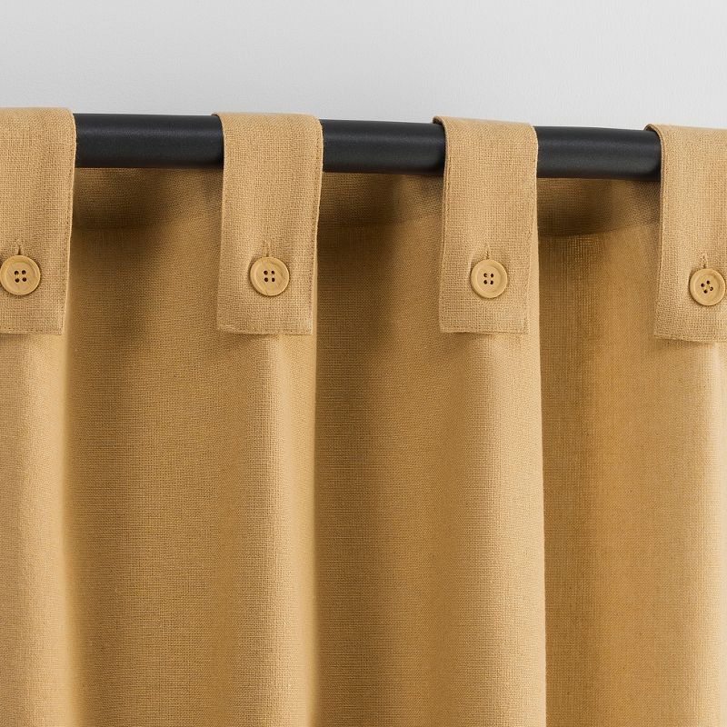 40"x63" Archaeo Light Filtering Cotton Blend Button Tab Top Curtain Panel Camel: Transitional Style, Machine Washable