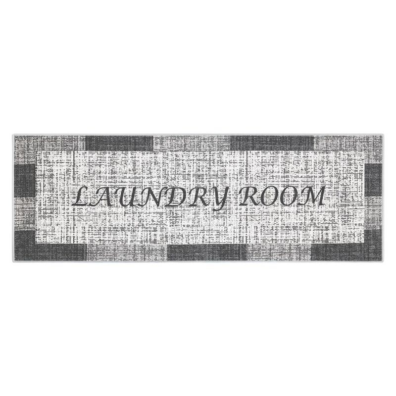 SUSSEXHOME Washable Indoor Laundry Room Rug Runner - 70 % Cotton Kitchen Floor Mat[Gray&White]