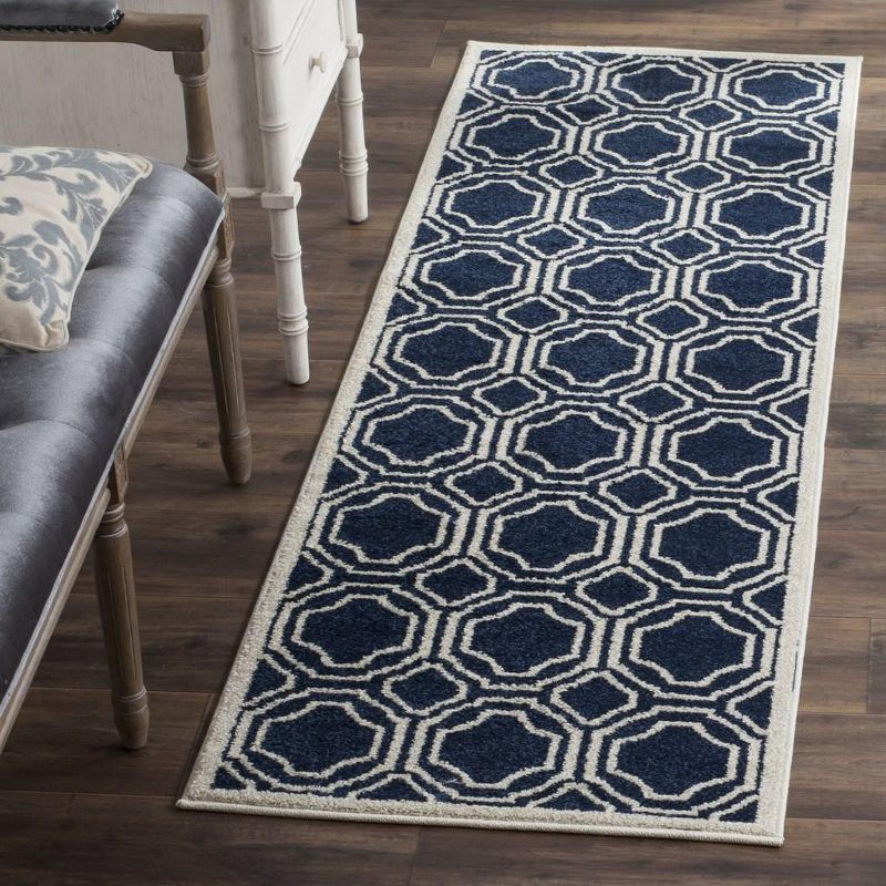 Amherst AMT411 Power Loomed Runner Rug - Navy/Ivory - 2'3"x11' - Safavieh.