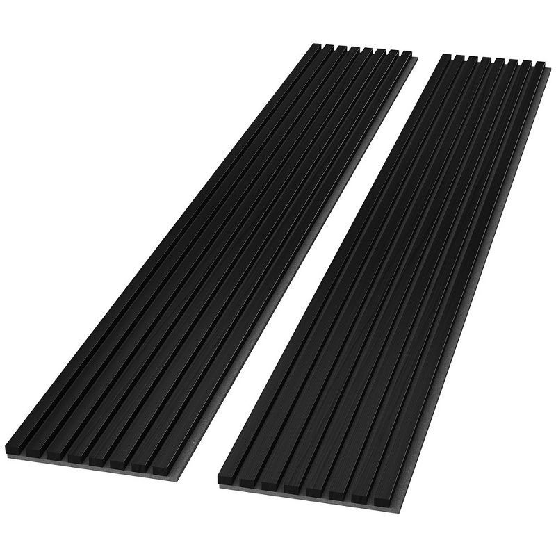 LOVMOR 0.83 in. x 7.87 ft. x 1 ft. Slat Wood Sound Absorbing Black(Black Felt) Decorative Wall Paneling 2-Pack