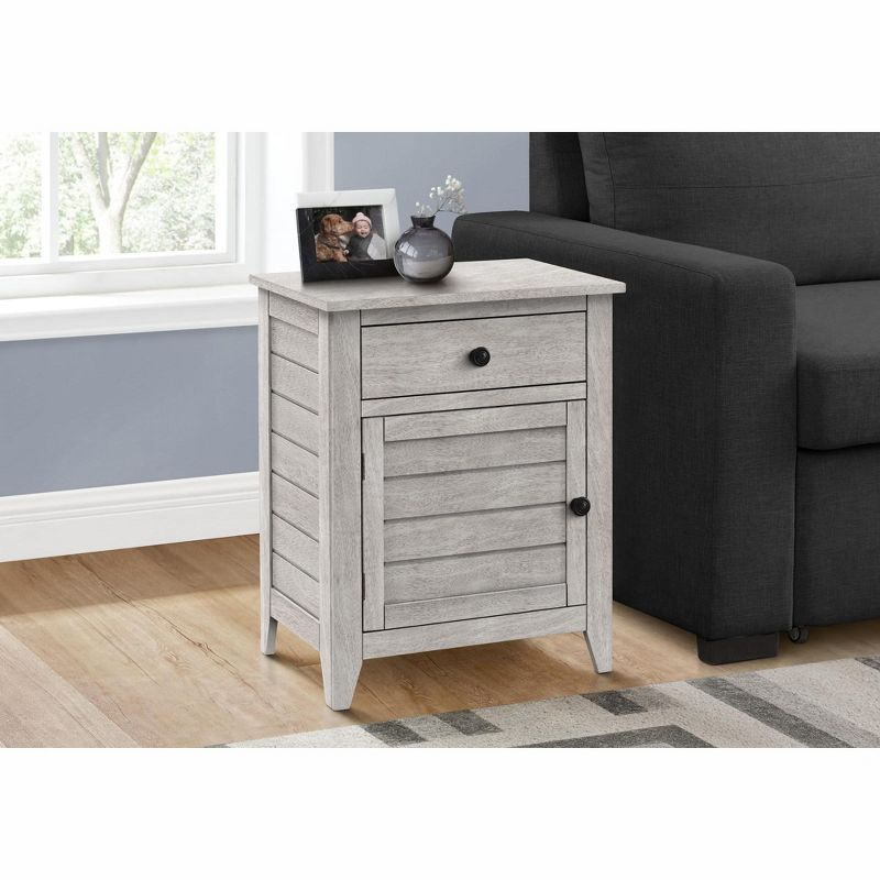 Monarch Specialties Accent Table Nightstand Storage Drawer End Side Table Bedroom Lamp Storage Grey Veneer Transitional