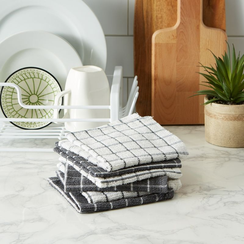 Design Imports Gray Combo Windowpane Dishcloth (Set Of 6)