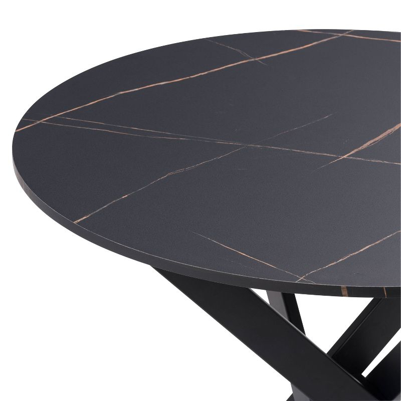 Lennox Iron Leg Trestle Dining Table Black - CorLiving: 36-Inch Wood Composite, Seats 4