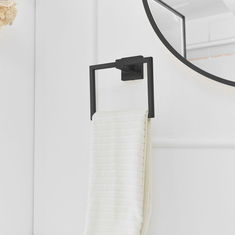 Bath Towel Ring Bathroom Hand Towel Holder Stainless Steel Square Towel Hangers Wall Mounted In Brushed Nickel