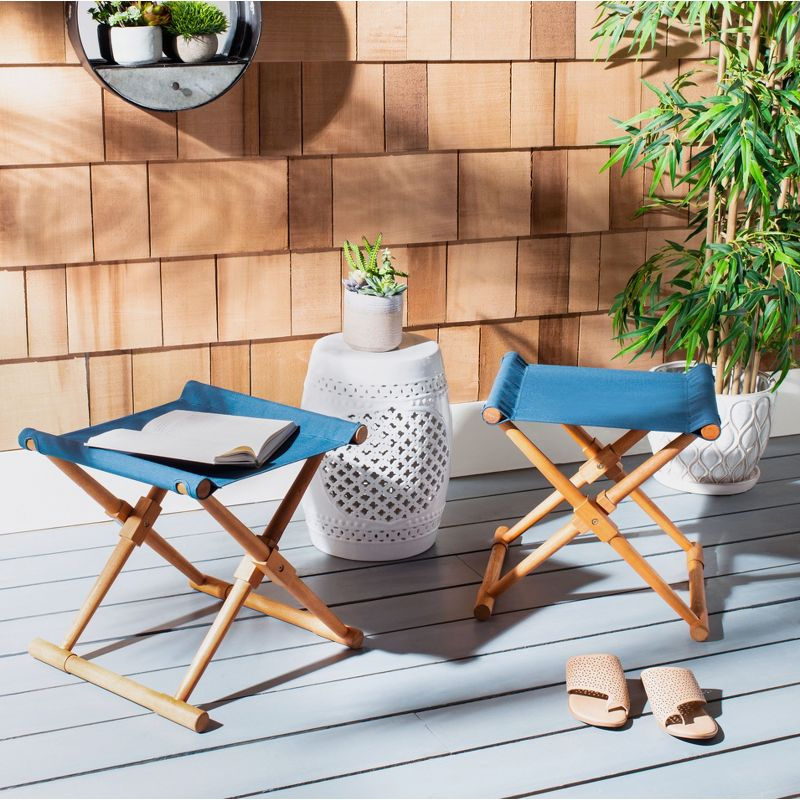 Breanne Stool Indoor/Outdoor (Set Of 2) - PAT7053 - Natural/Navy - Safavieh