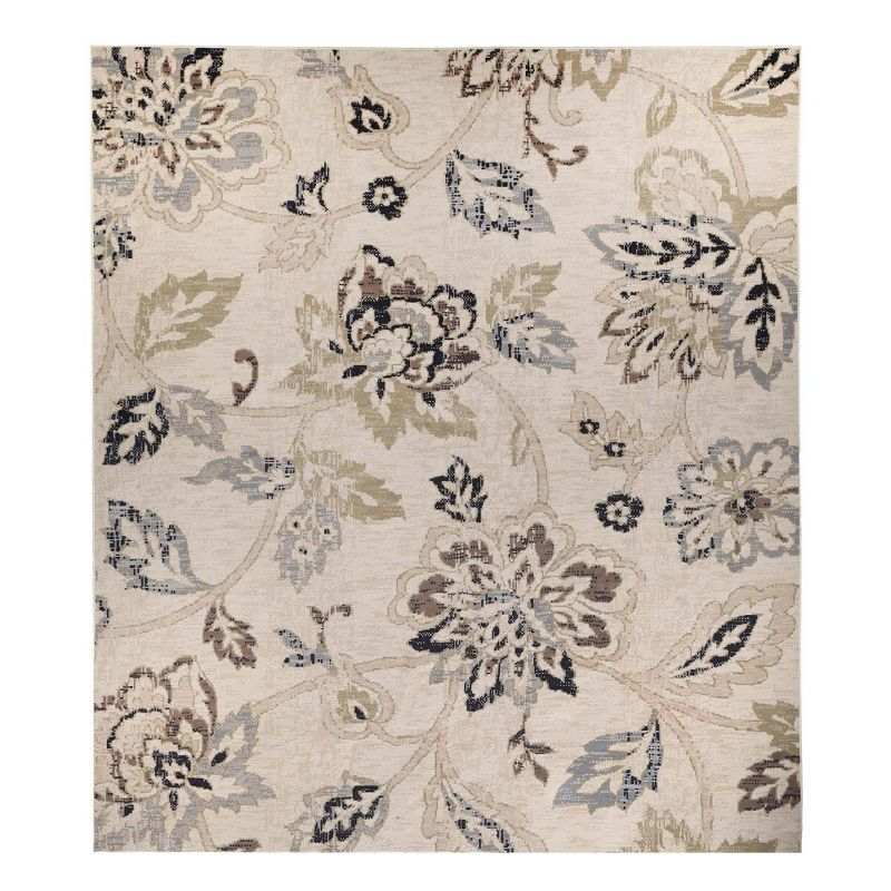 Modern Bohemian Farmhouse Floral Indoor Area Rug, 12'x15', Cream - Blue Nile Mills