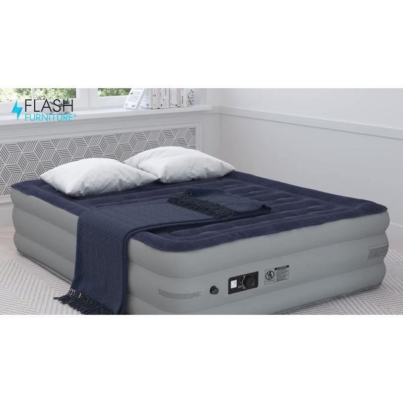 Flash Furniture 18 inch Air Mattress with ETL Certified Internal Electric Pump and Carrying Case - Queen