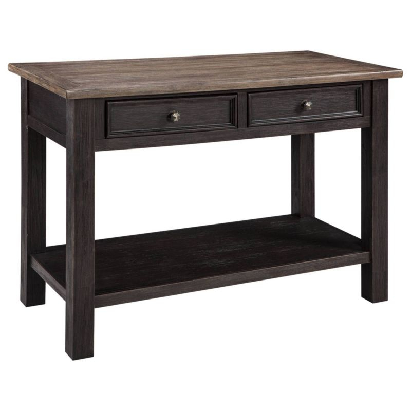 Tyler Creek Sofa/Console Table Grayish Brown/Black - Signature Design by Ashley: Mid-Century Modern with Open Shelf, Storage Drawer