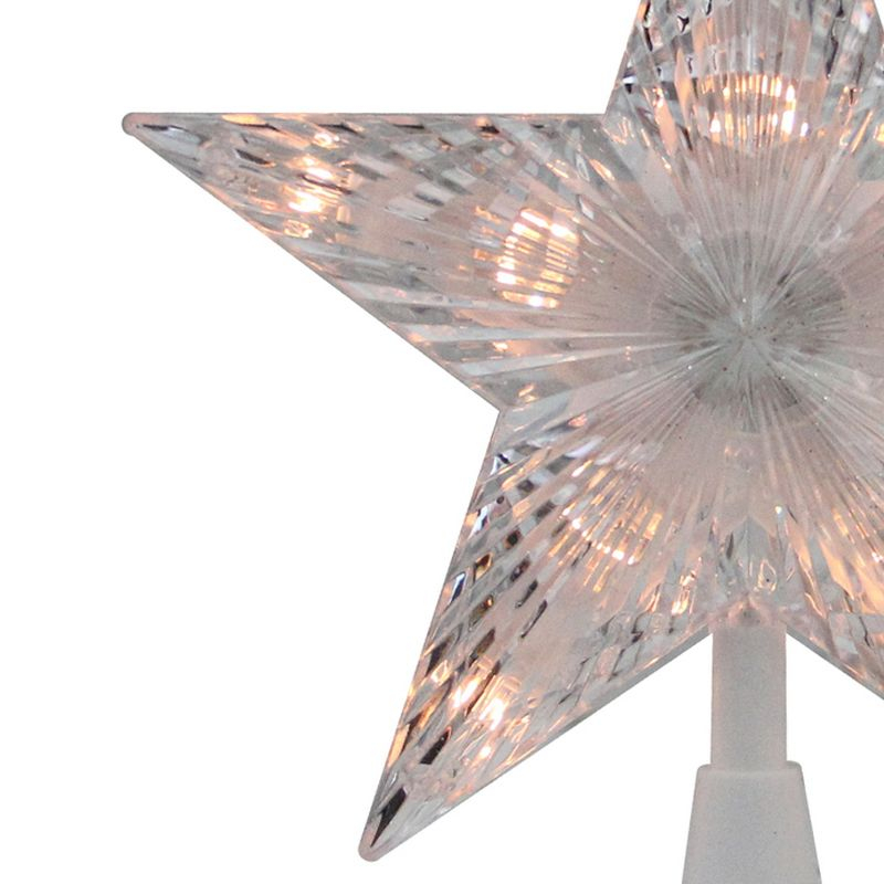 Northlight 7.25" Clear 5-Point Star Traditional Christmas Tree Topper- Clear Lights