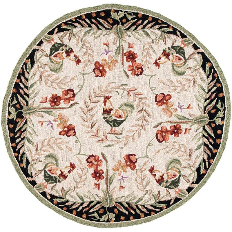 Chelsea HK92 Handmade Area Rug - 5'6" Round - Creme/Black - Safavieh