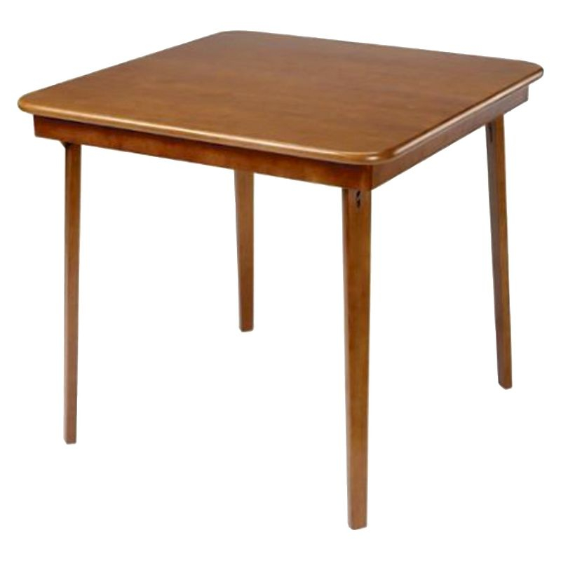 Straight Edge Folding Card Table Cherry - Stakmore: Wood Composite, Steel Hardware, No Assembly Required