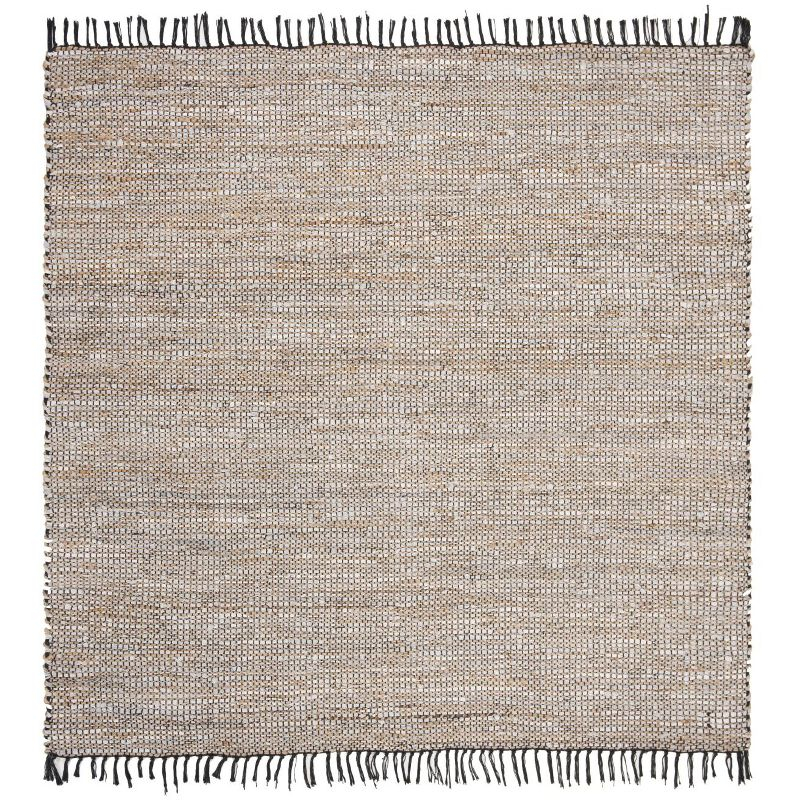 Vintage Leather VTL203 Hand Woven Indoor Area Rug - Silver - 6'x6' - Safavieh