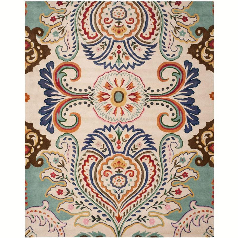 Bella BEL118 Hand Tufted Area Rug - Ivory/Teal - 8'9"x12' - Safavieh.