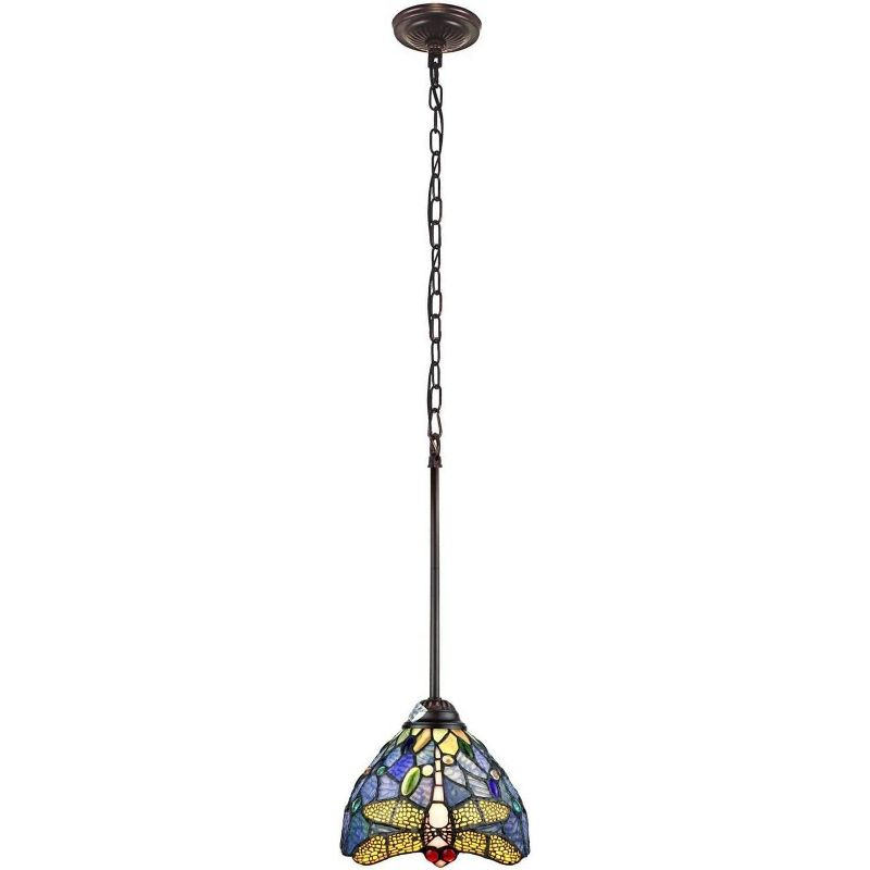 Chloe Lighting Sunniva Dragonfly Tiffany-Style 1 Light Mini-Pendant 8 Inch Wide
