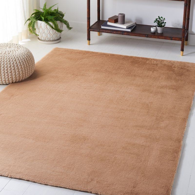 Faux Rabbit Fur FRF500 Power Loomed Machine Washable Indoor Area Rug - Beige - 6'x6' - Safavieh