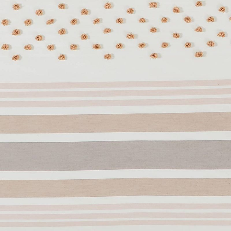 3pc King Mia Tufted Texture Neutral Duvet Cover Set Tan - Brooklyn Loom: 300 Thread Count, Polyester, Button Closure