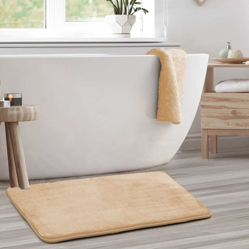 Hearth & Harbor Bathroom Rugs, Velvet Memory Foam Bath Mat - Ultra Soft Beige Cream Large Bath Rug, 20X32