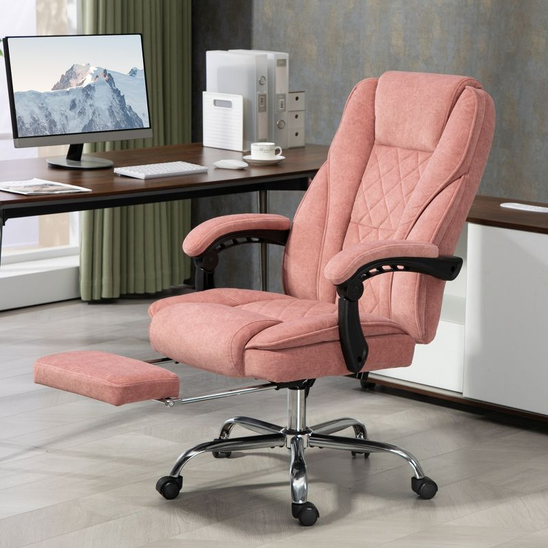 Vinsetto Executive Massage Office Chair, Heated Computer Desk Chair with Adjustable Height and Footrest, Pink