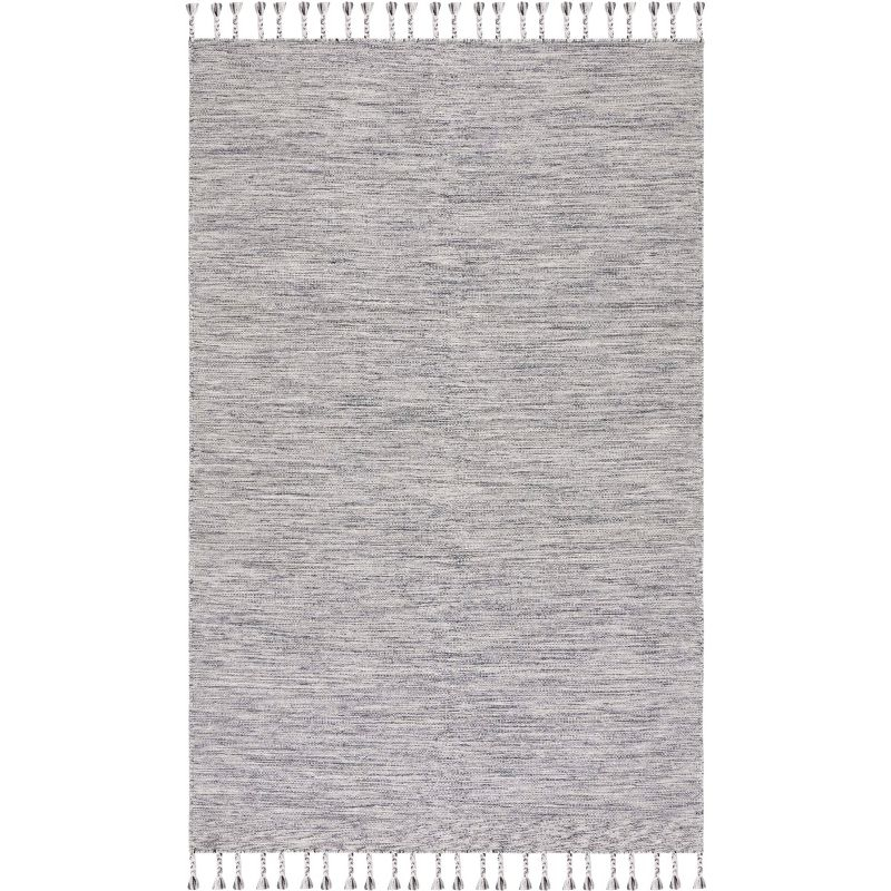 Dhurries DHU801 Hand Loomed Area Rug - Dark Grey/Beige - 5'x8' - Safavieh.