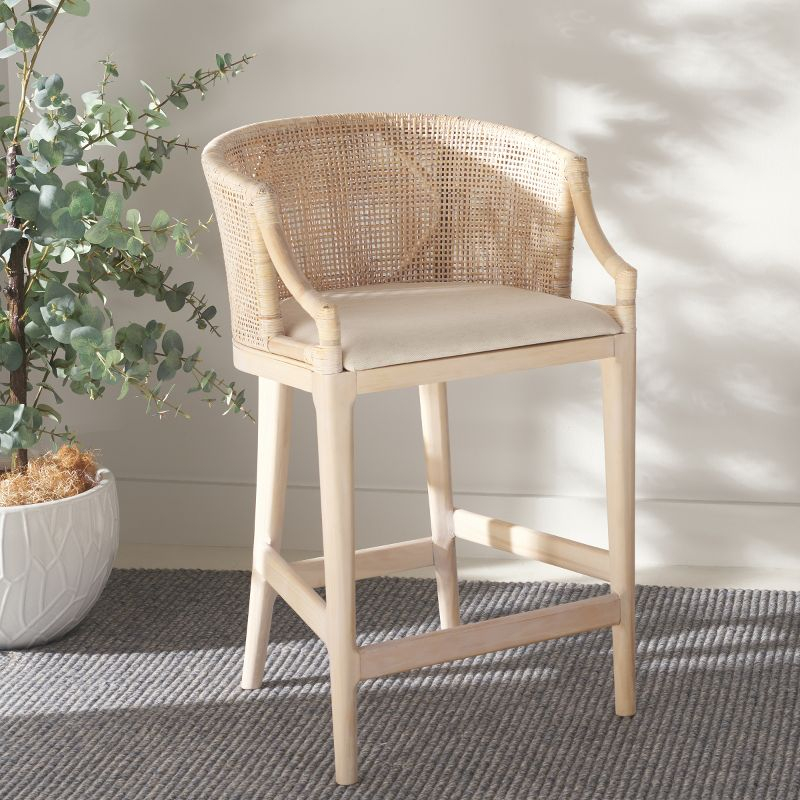 Brando Counter Stool - BST4000 - Natural/White Washed - Safavieh