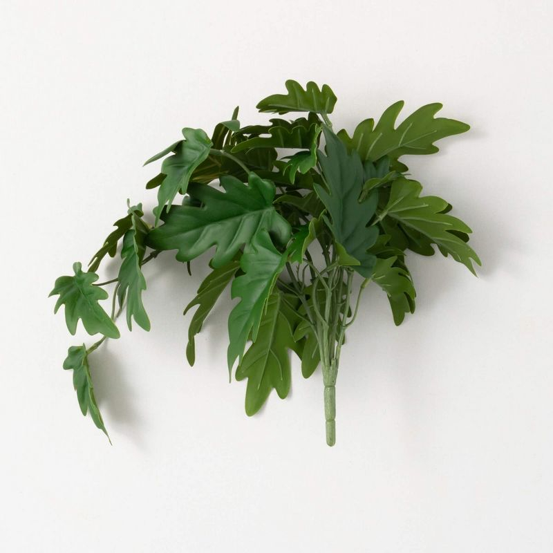 Sullivans Artificial 16.5" Philodendron Leaf Bush, Green