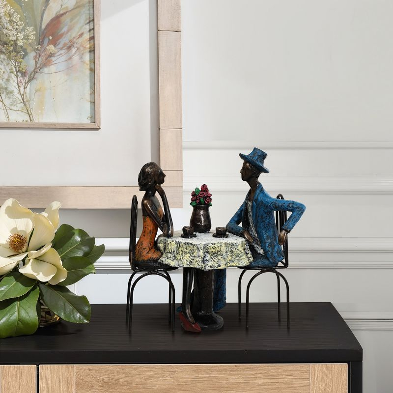 LuxenHome 9.4" LuxenHome Modern Brown Polyresin Couple Date Night Tabletop Home Decor Multicolored
