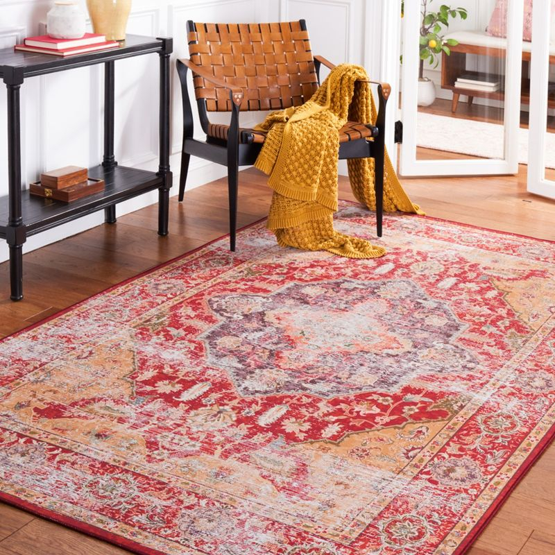 Tucson TSN131 Power Loomed Machine Washable Area Rug - Rust/Gold - 3'x5' - Safavieh.